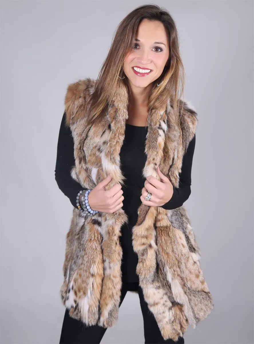 Bobcat Fur Vest With Optional Fox Fur Collar