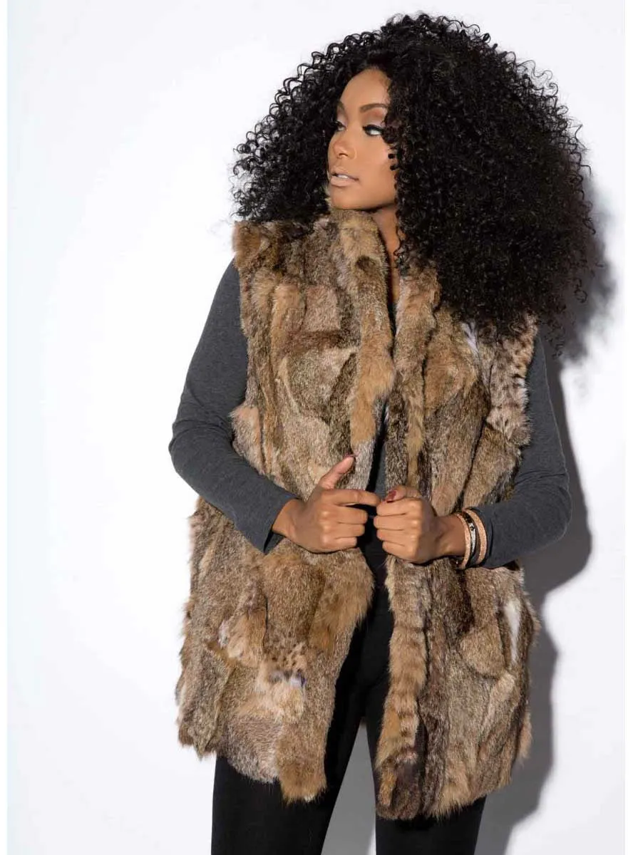 Bobcat Fur Vest With Optional Fox Fur Collar