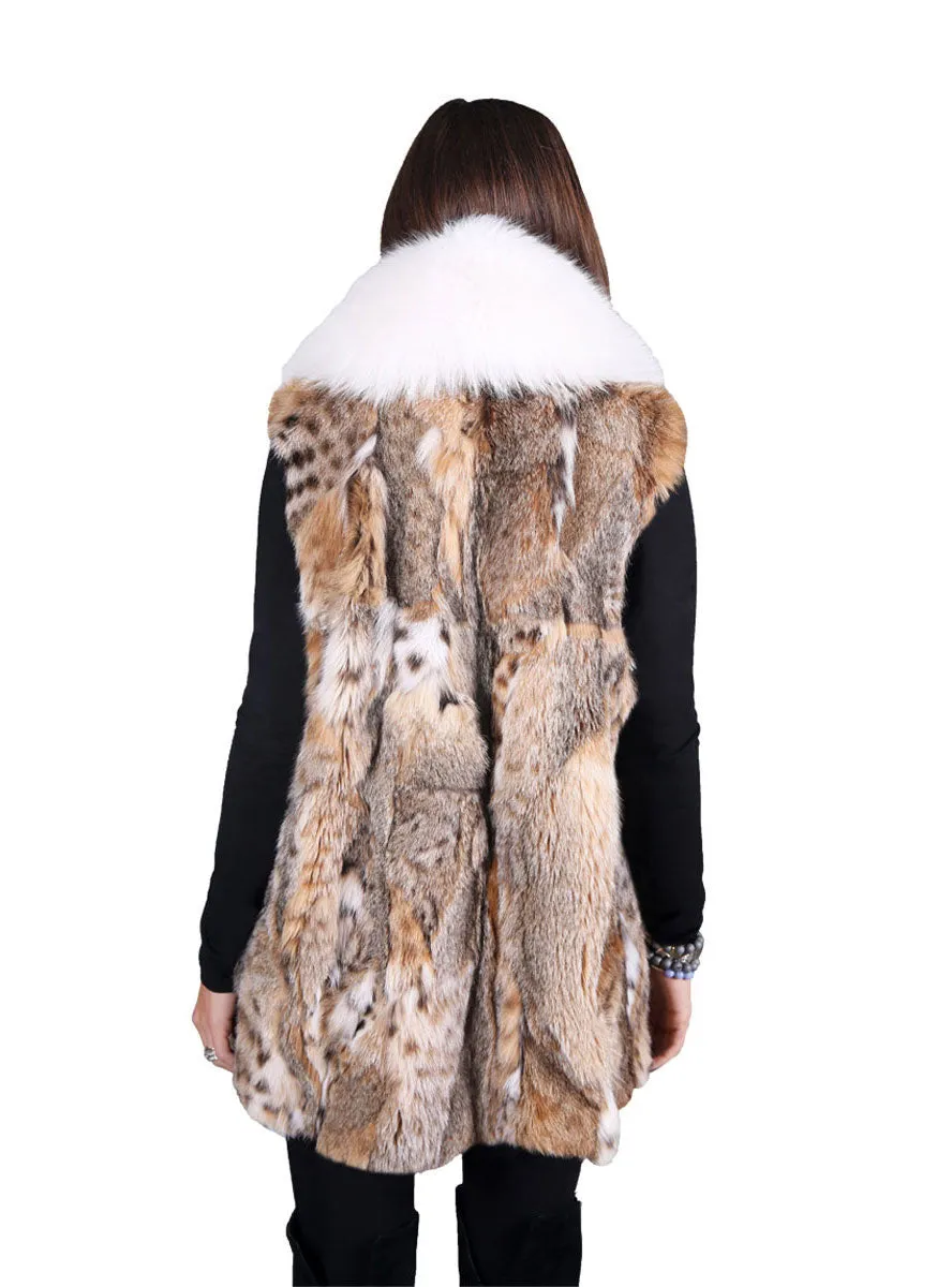 Bobcat Fur Vest With Optional Fox Fur Collar