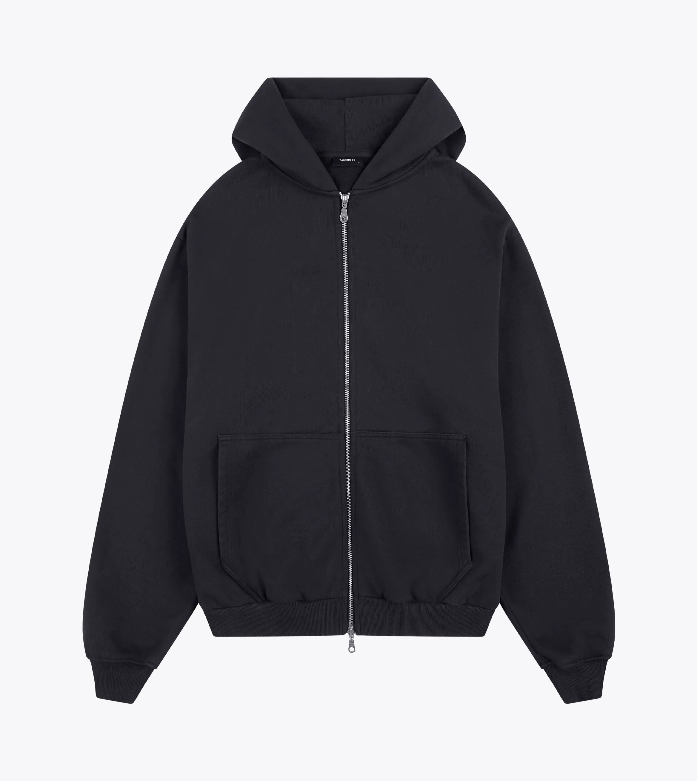 Box Zip Hood Black