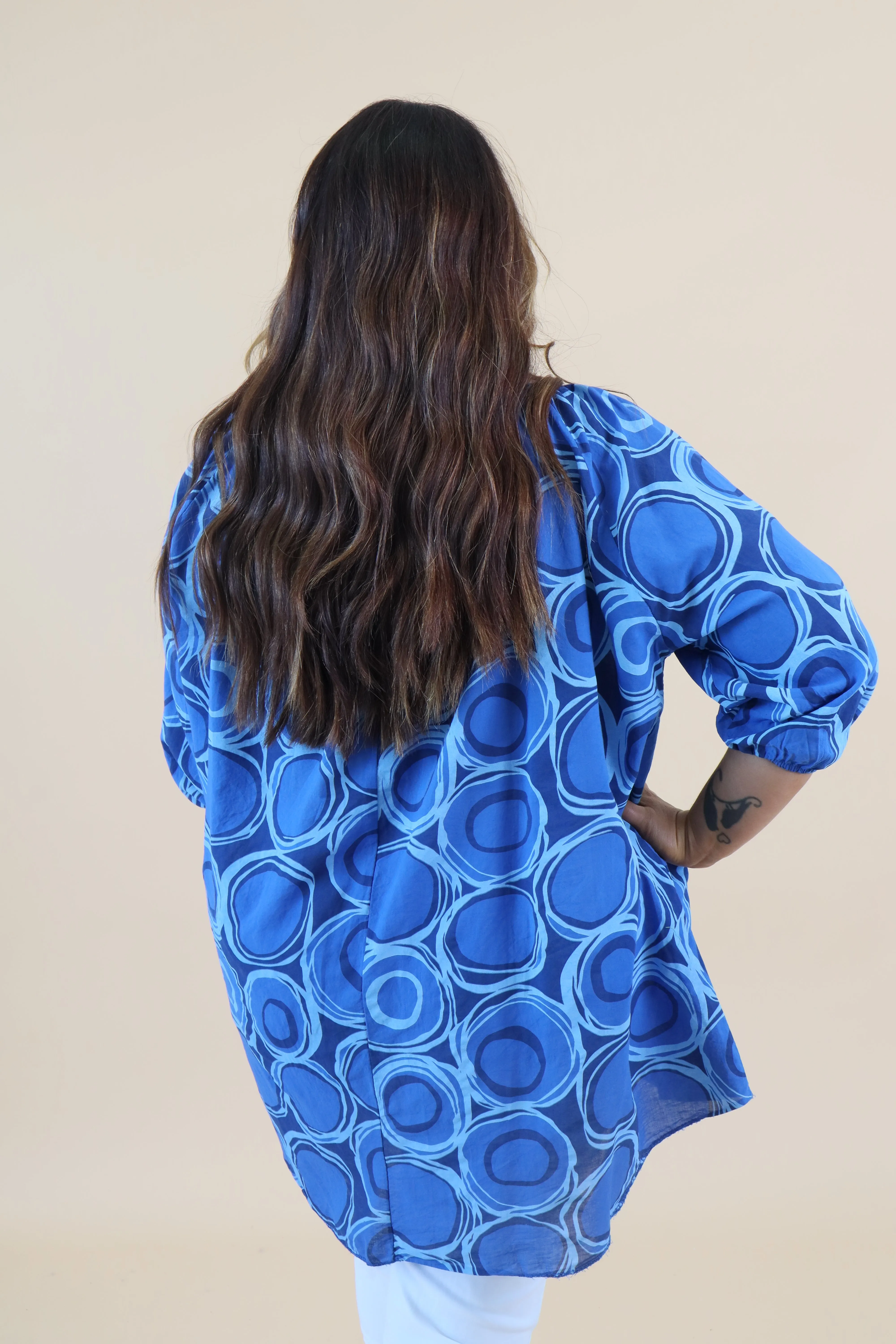 Casey Printed Blouse in Blue