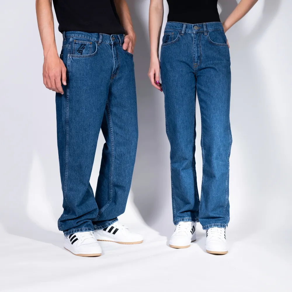 Charger Baggy Denim Pants Dark Blue