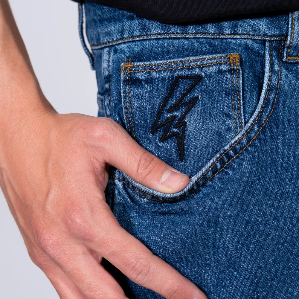 Charger Baggy Denim Pants Dark Blue