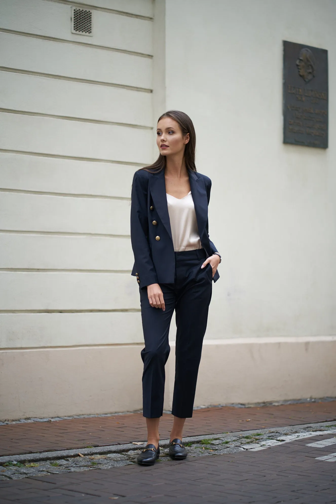 Double-Breasted Blazer Navy Blue