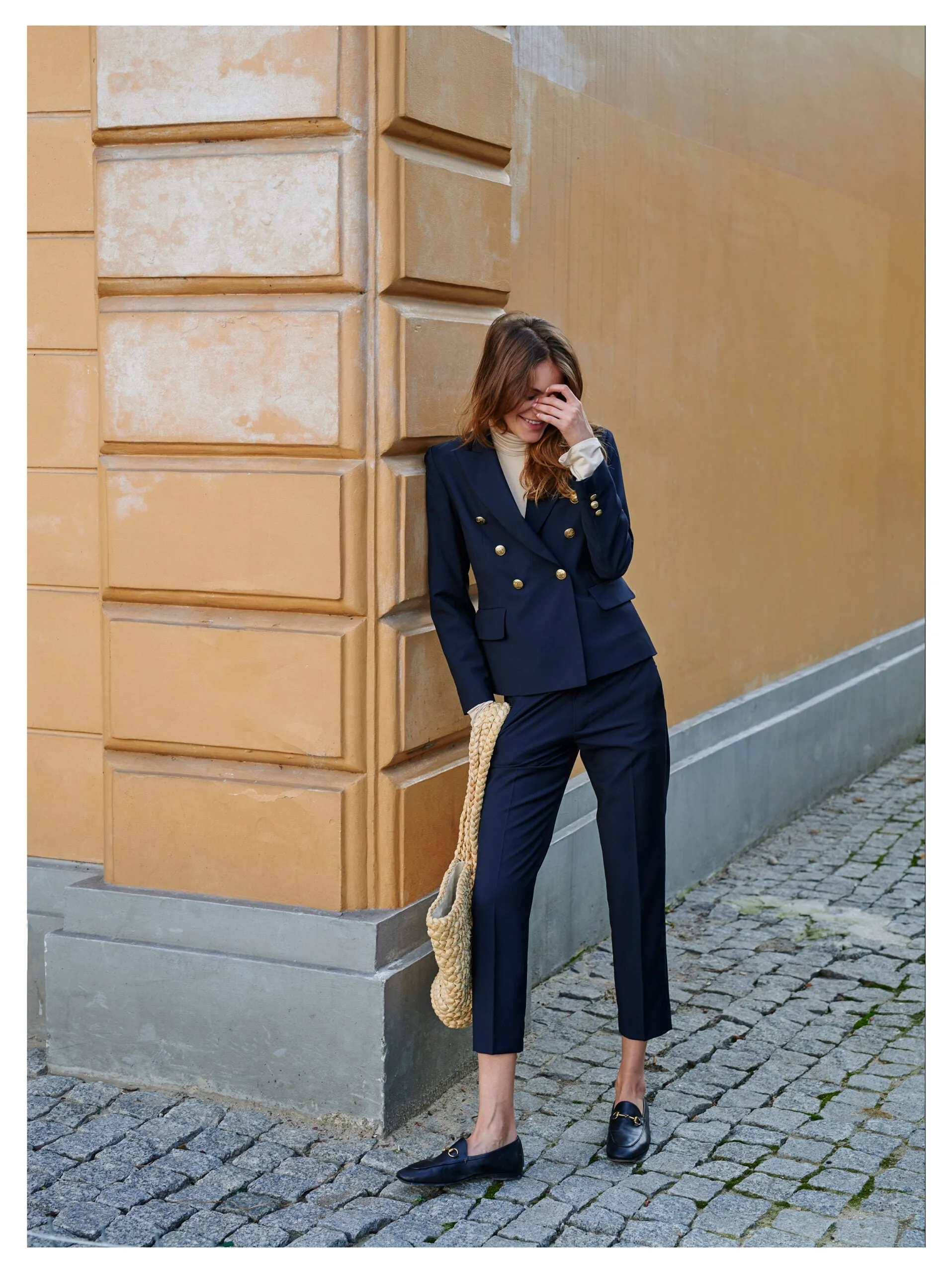 Double-Breasted Blazer Navy Blue