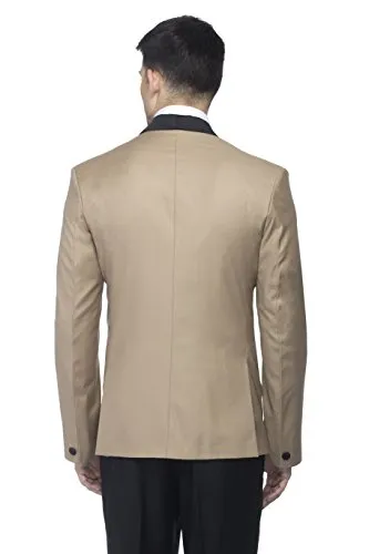 FAVOROSKI Designer Men's Slim Italian Fit Shawl Collar Tuxedo Suit Blazer (Beige, M)