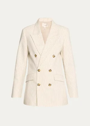 Frame - Double Breasted Blazer in Cream Multi