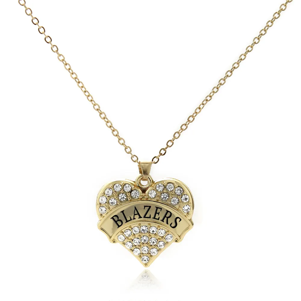 Gold Blazers Pave Heart Charm Classic Necklace