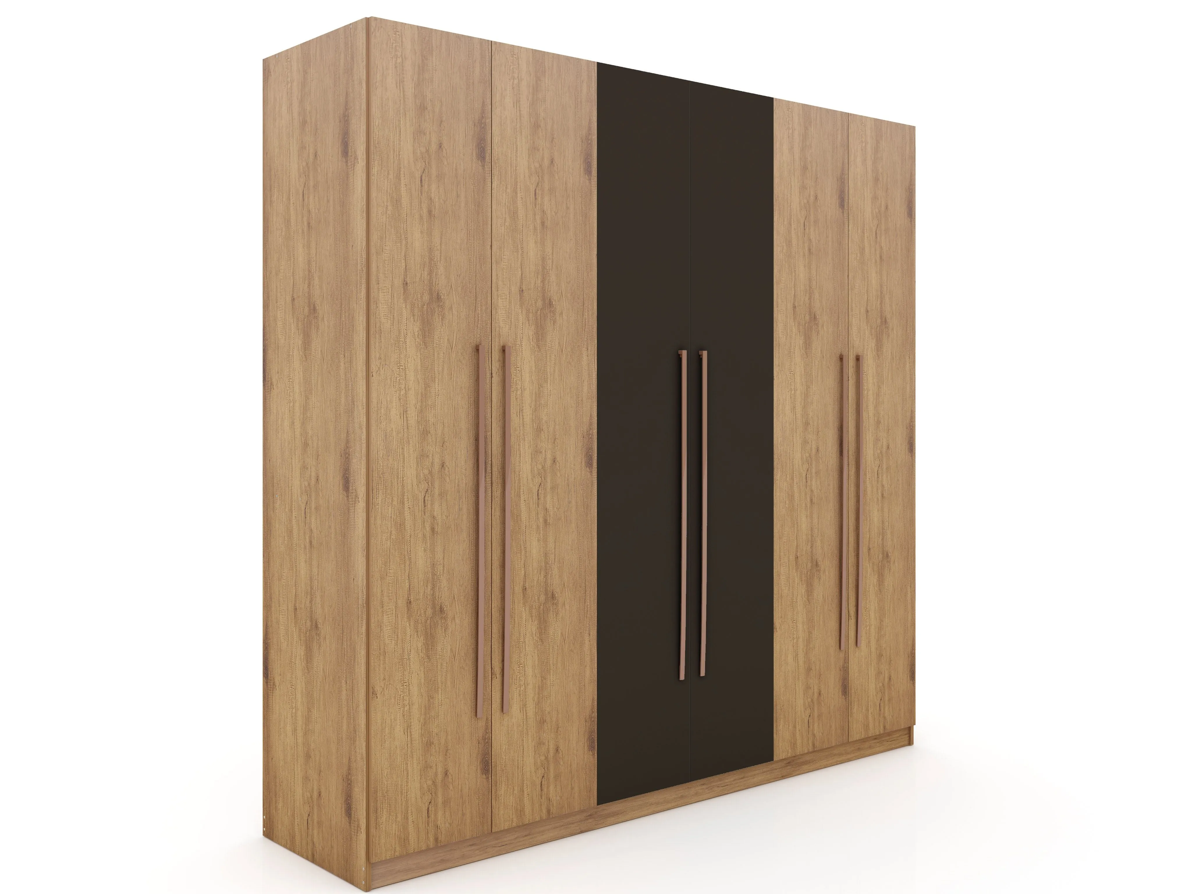 Gramercy Modern Freestanding Wardrobe Armoire Closet in Nature and Textured Grey