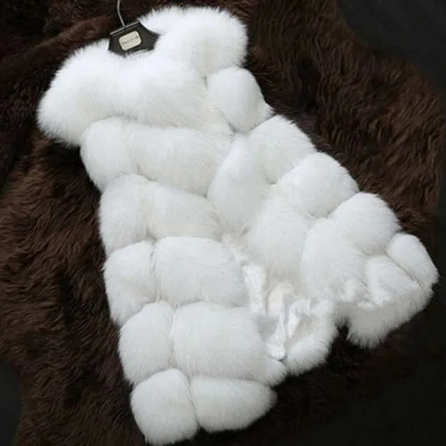 High quality Fur Vest coat Luxury Faux Fox Warm Women Coat Vests Winter Fashion furs Woment