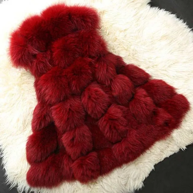 High quality Fur Vest coat Luxury Faux Fox Warm Women Coat Vests Winter Fashion furs Woment