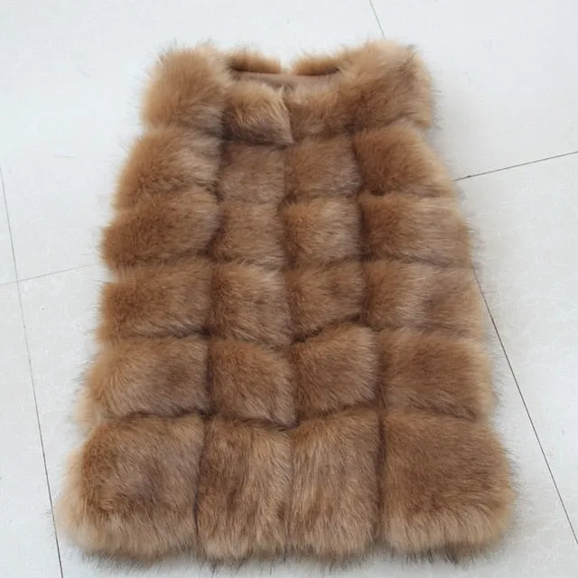 High quality Fur Vest coat Luxury Faux Fox Warm Women Coat Vests Winter Fashion furs Woment