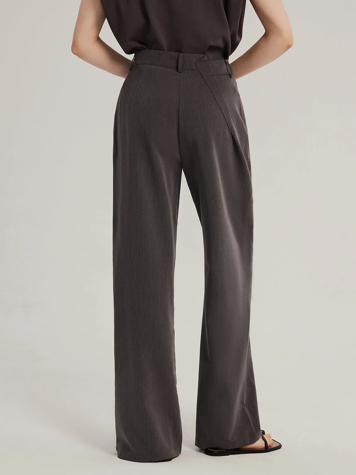 Irregular Waist Wide-Leg Suit Pants