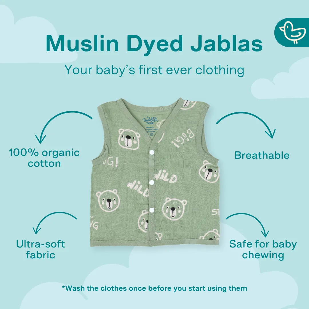 Jungle Jumble Muslin Jabla (Button) - Pack of 6