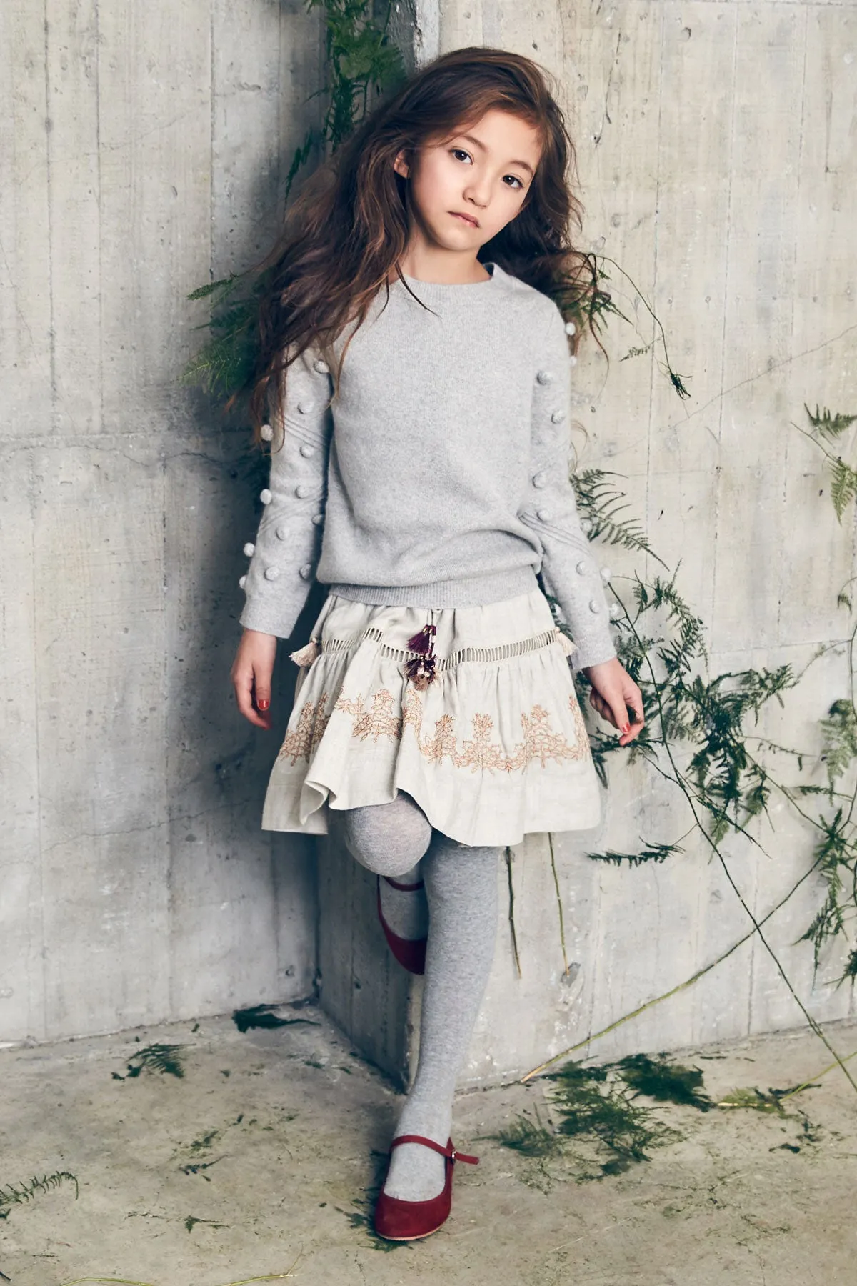 Nellystella Snowdrop Girls Sweater - Heather Grey (Size 4 left)