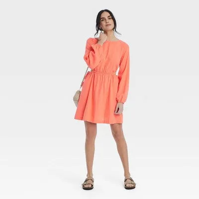 New - Women's Balloon Long Sleeve Mini A-Line Dress - Universal Thread