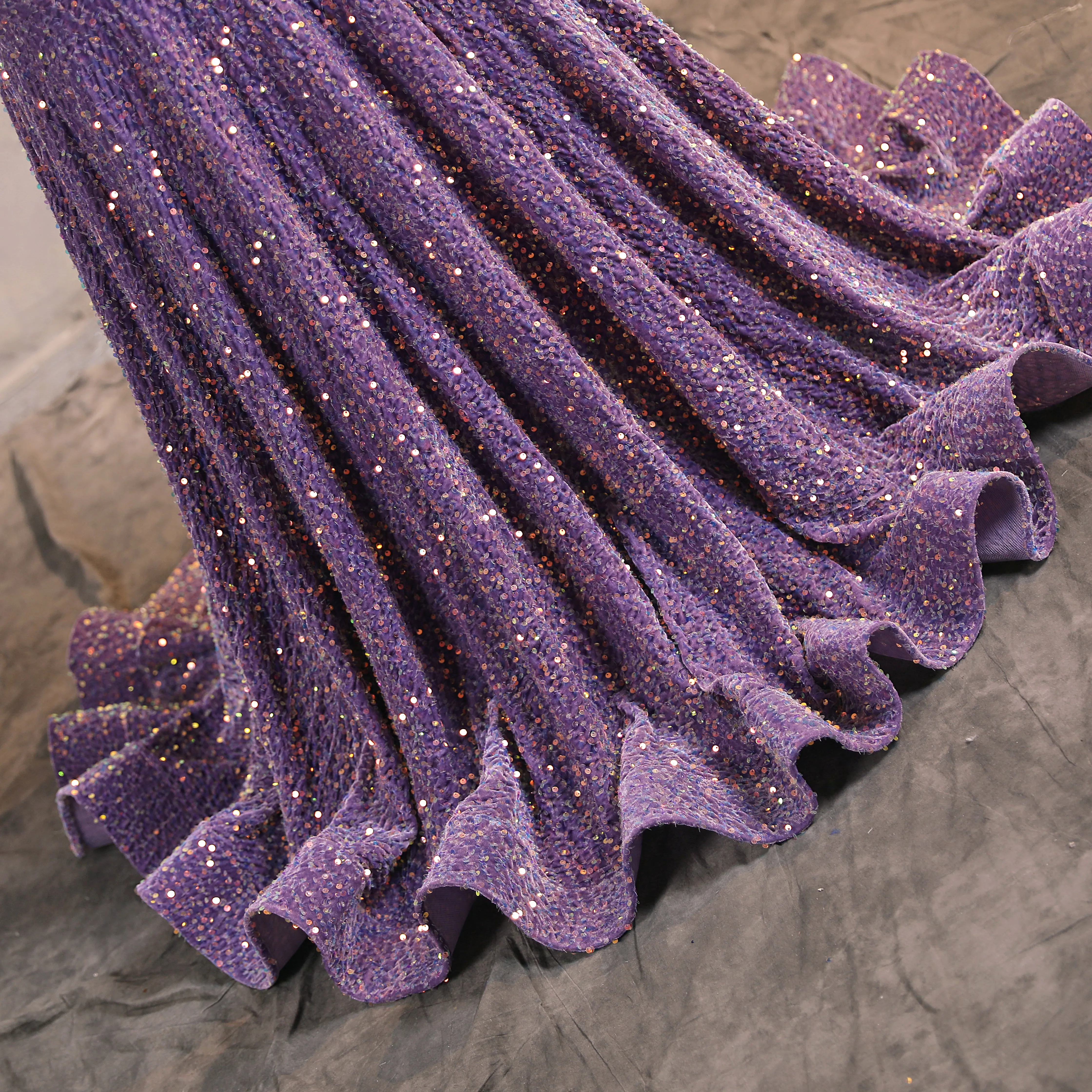 One Shoulder Purple Prom Dresses Sequin Mermaid Long Evening Formal Dresses