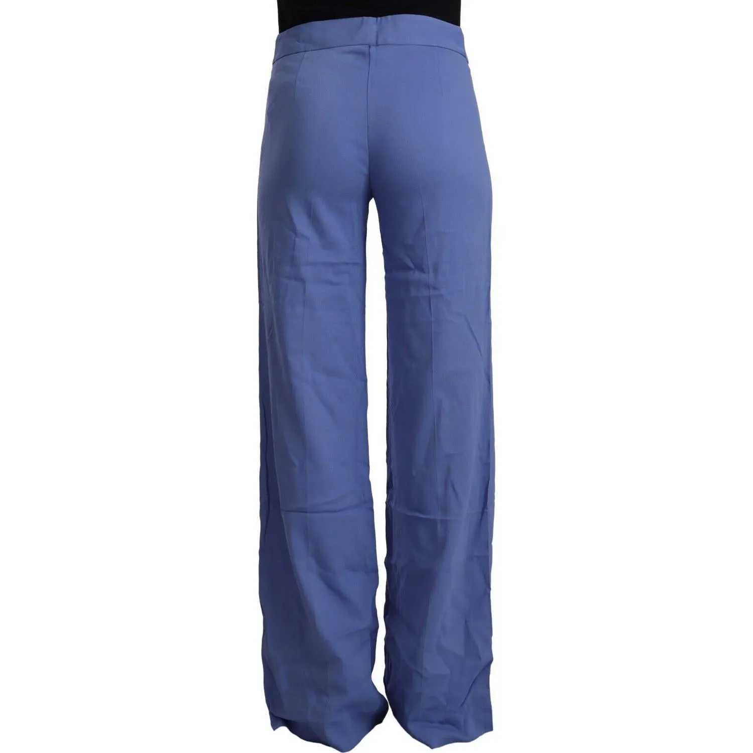 P.A.R.O.S.H. Chic Wide-Leg High Waist Blue Trousers