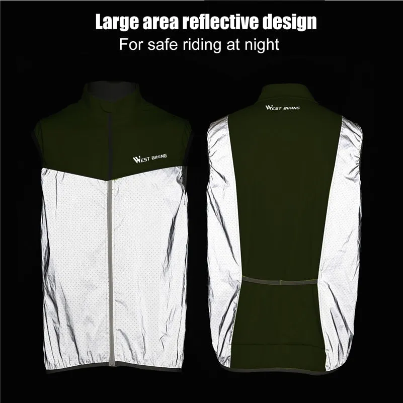 Reflective Cycling Vest Men Women Safety Bike Vests Sleeveless Breathable Quick Drying Bicycle Jacket Sports Vest