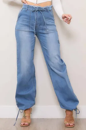 Ribbon String Relaxed Jeans