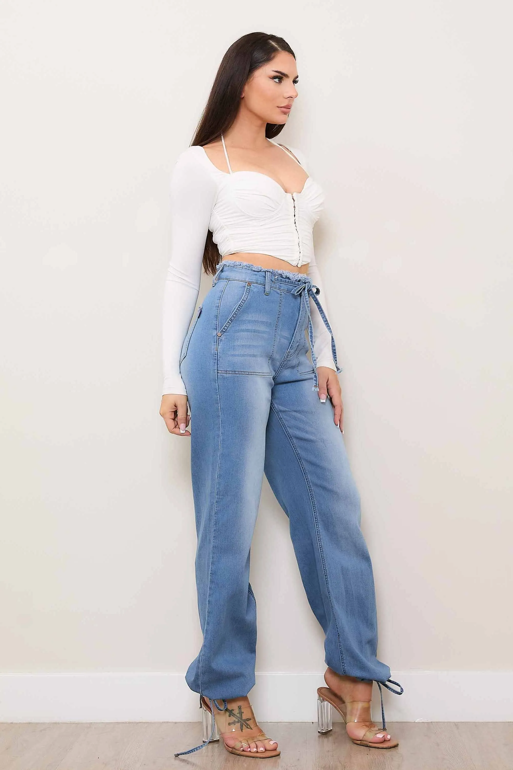 Ribbon String Relaxed Jeans