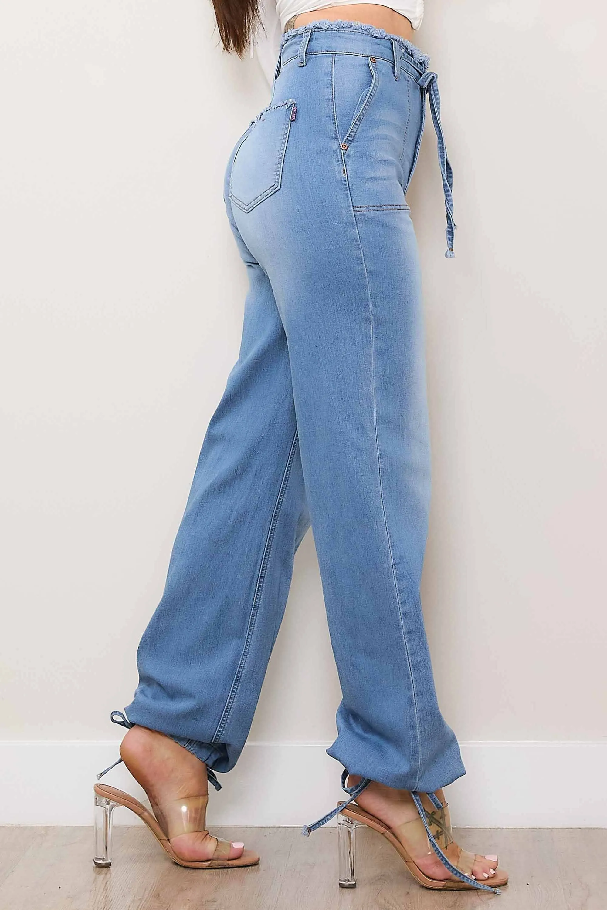 Ribbon String Relaxed Jeans