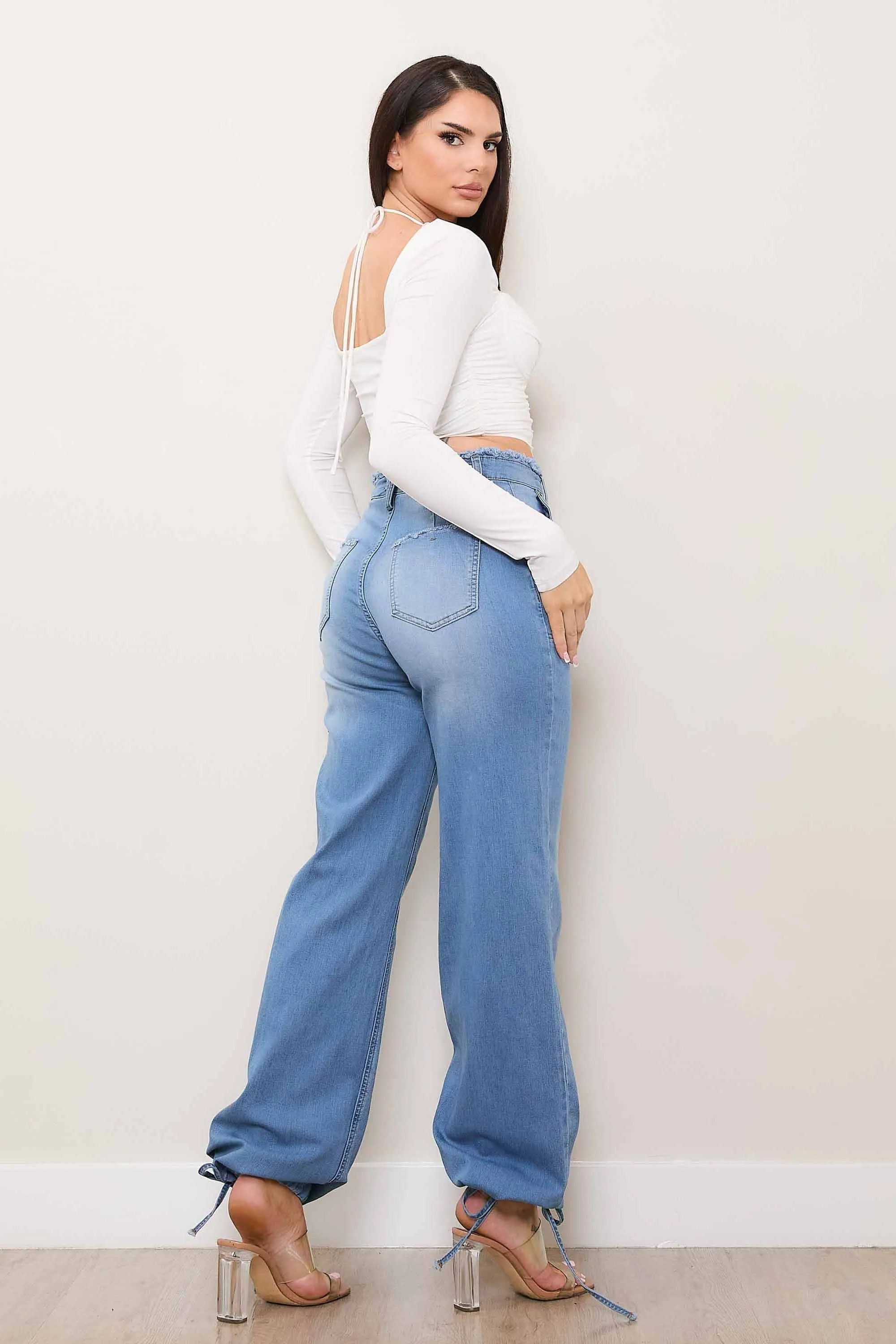 Ribbon String Relaxed Jeans