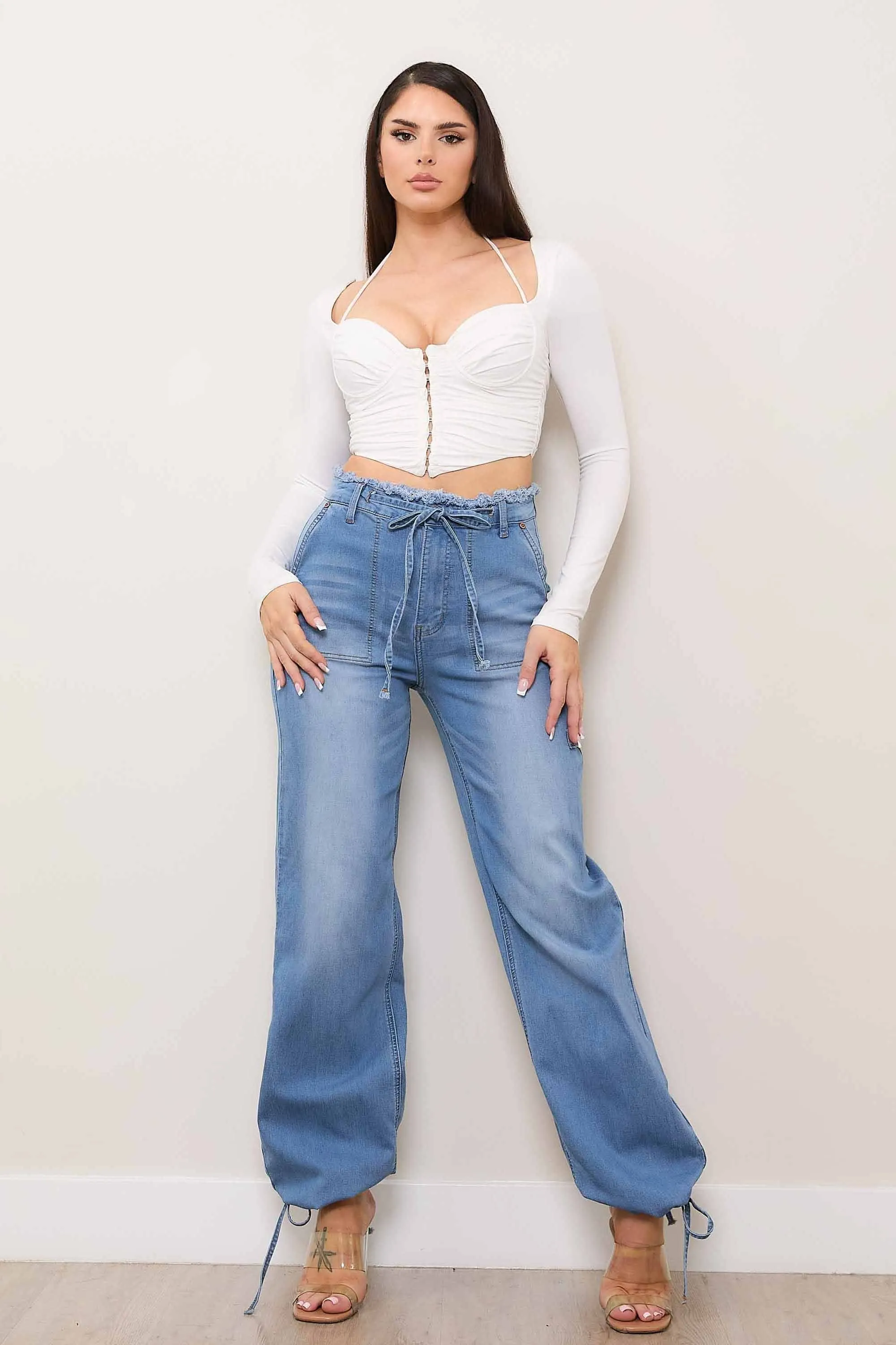 Ribbon String Relaxed Jeans