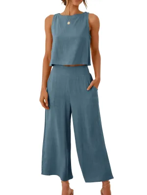 Shiloh Crop Top and Capri Wide Leg Pants Set