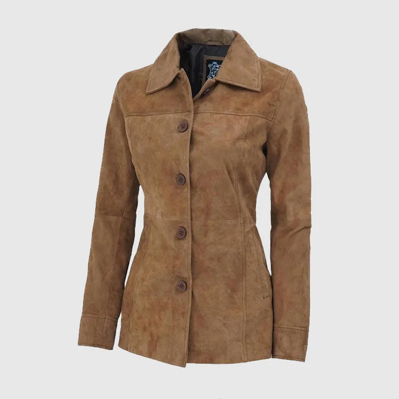 Shop Kandis Brown Woman Suede Coat Best Sales