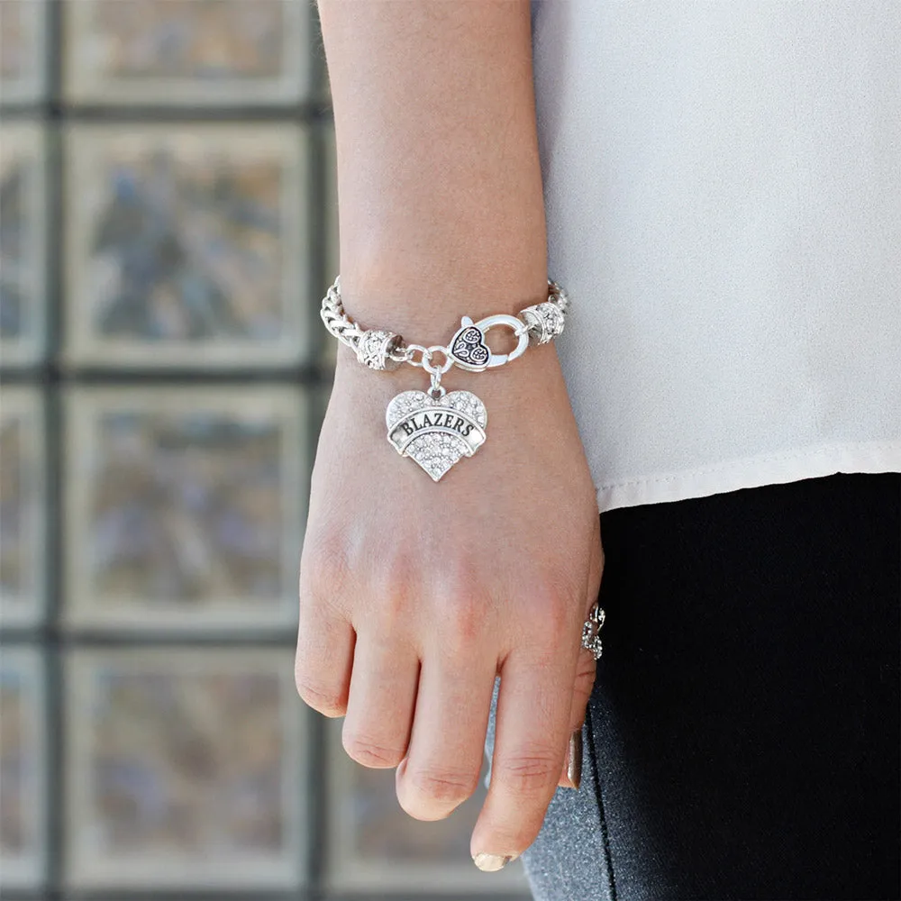 Silver Blazers Pave Heart Charm Braided Bracelet