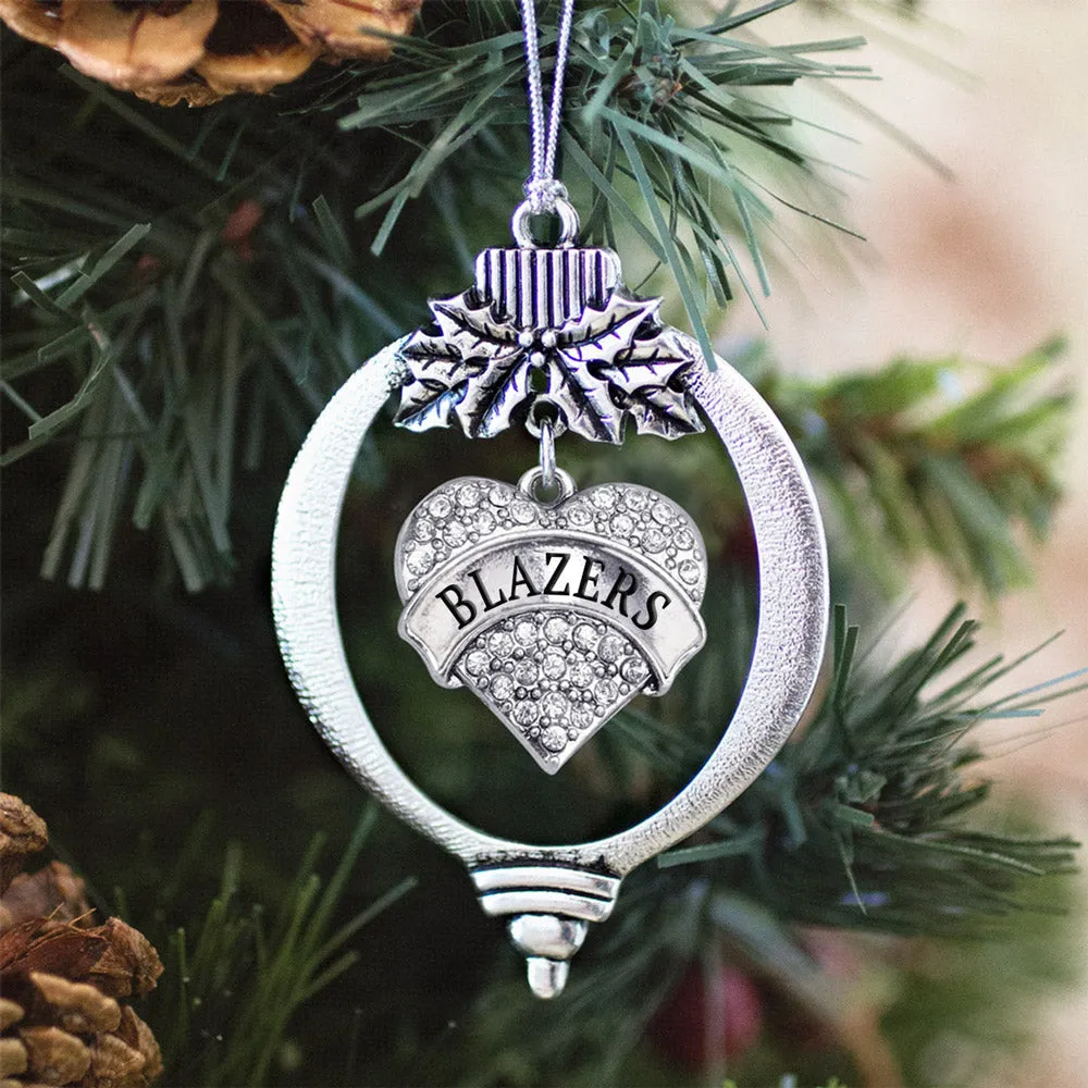 Silver Blazers Pave Heart Charm Holiday Ornament