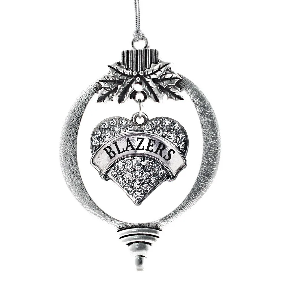 Silver Blazers Pave Heart Charm Holiday Ornament