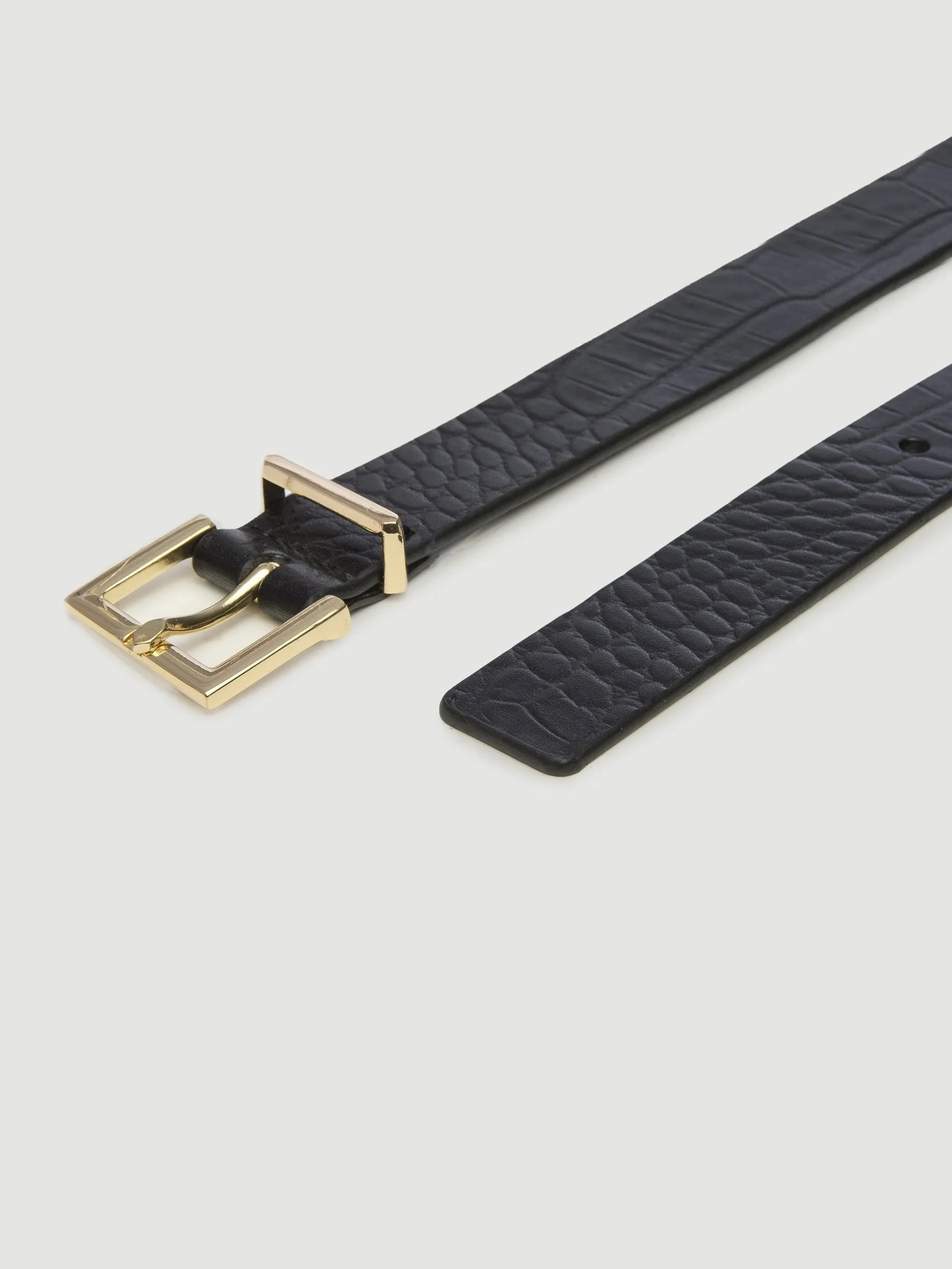 Square Buckle Belt -- Noir